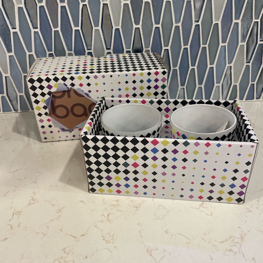 Bloomingdale's Diamond Checkered Glass Candle Holders